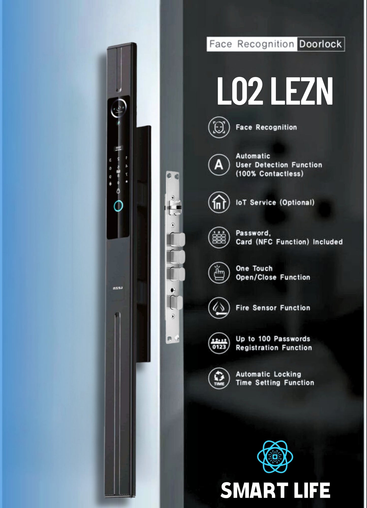 Lezn L02 Face Version Smart Door Lock with Face ID and Live Video with Indoor and Outdoor Cameras