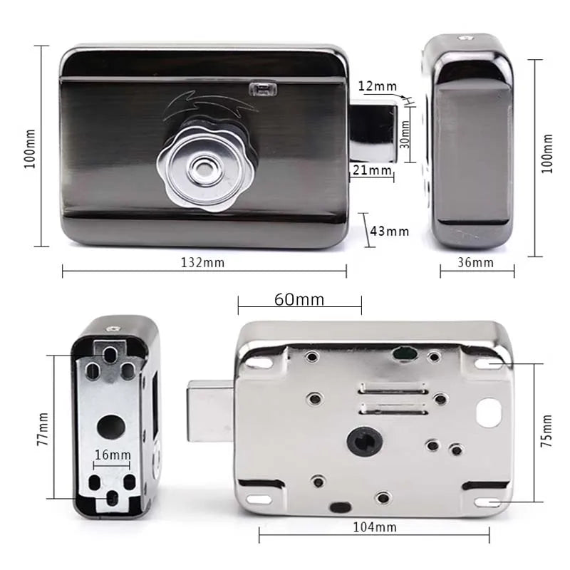 SIB Lezn Smart Door Lock With Fingerprint, Dark Silver Black - LO3f1