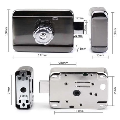 SIB Lezn Smart Door Lock With Fingerprint, Dark Silver Black - LO3f1